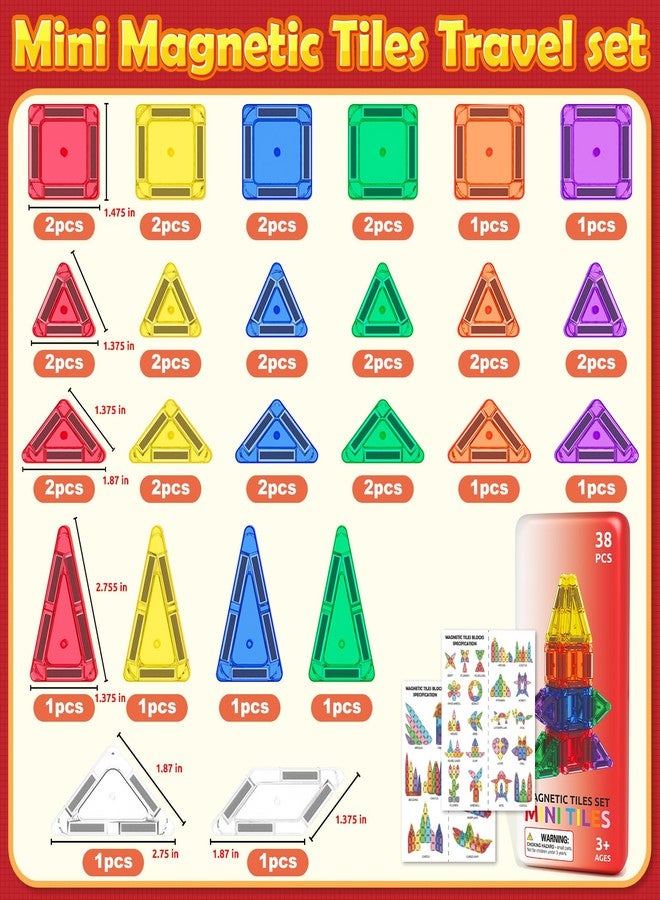 ORZbb Travel Mini Magnetic Tiles with Case Toddler Road Trip Essentials Set, Magnetic Blocks Building Toys for 3+ Year Old Boys Girls Preschool Montessori Sensory Learning Birthday Gifts - Image 3